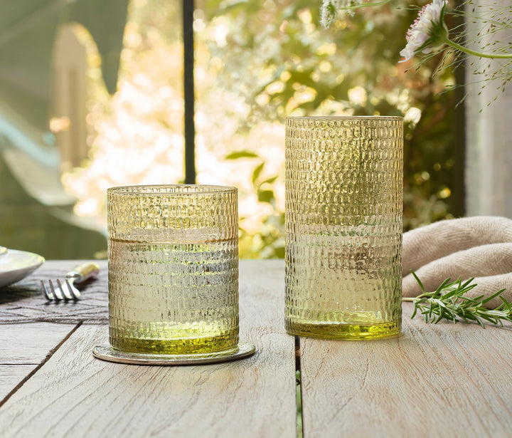 HIGHBALL GLASS TEXTURED SAGE  #78665