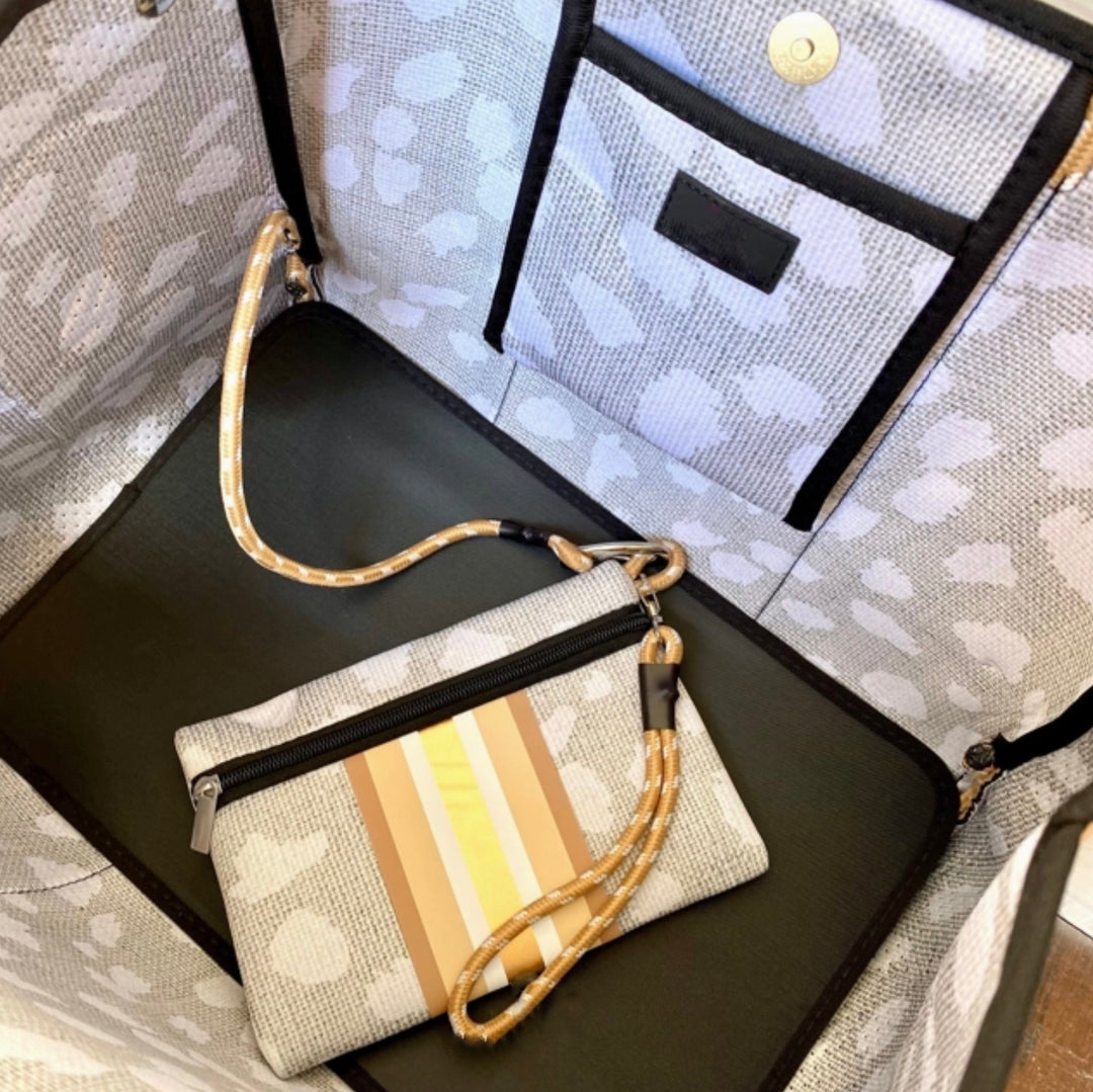 TOTE BAG NEOPRENE ANIMAL PRINT LINEN #78688