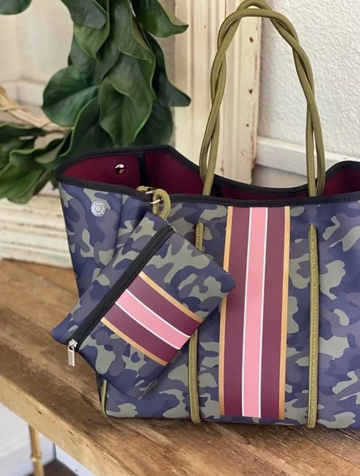 TOTE BAG KHAKI/BLUSH #78701