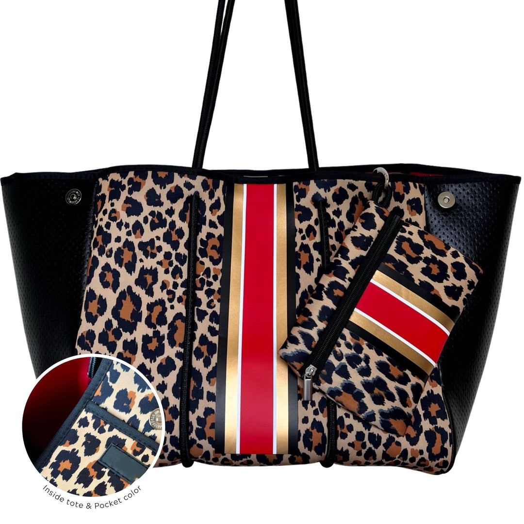 TOTE BAG LEOPARD RUBY RED/WHITE