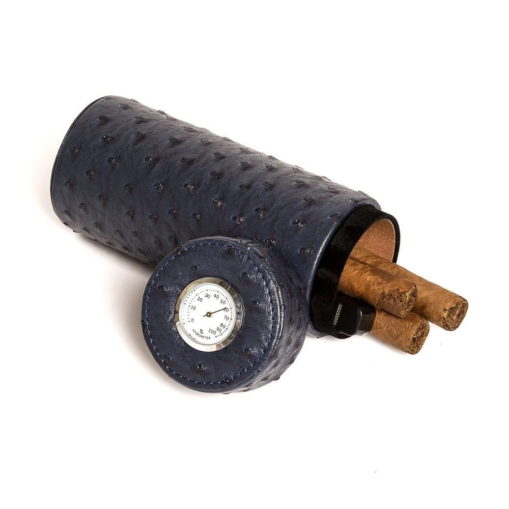 CIGAR HUMIDOR BLUE OSTRICH