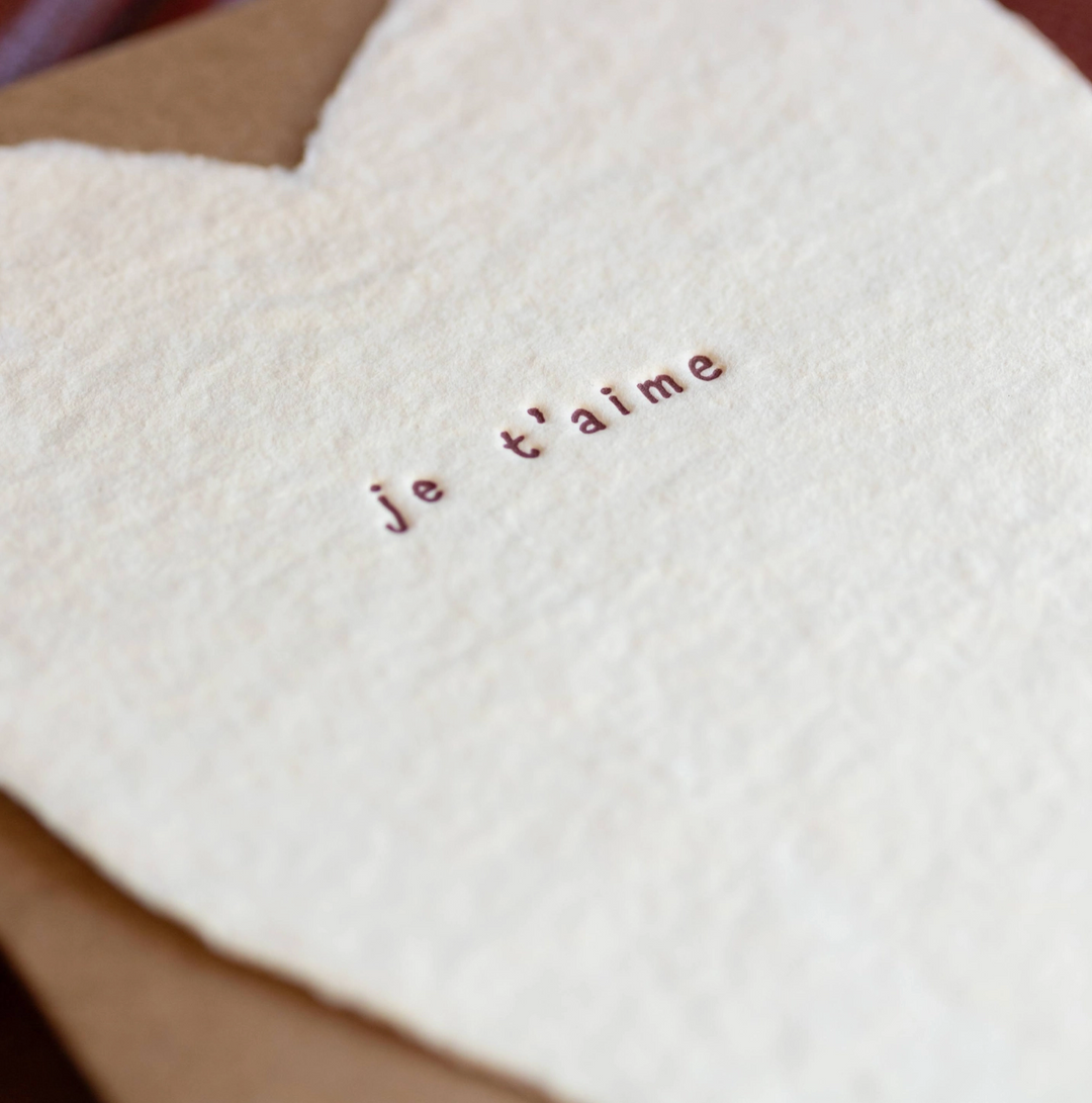 GREETING CARD "JE T'AIME GREETED HEART" #78918