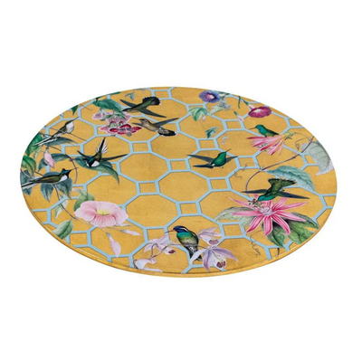 PLACEMAT HUMMINGBIRD TRELLIS GOLD ROUND #78944