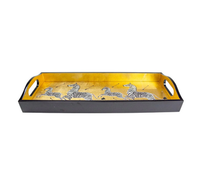 TRAY ZEBRAS GOLD SQUARE #78948