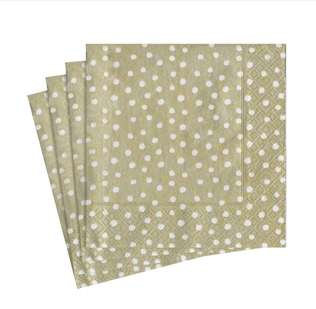 NAPKIN LUNCHEON PLATINUM DOTS SMALL