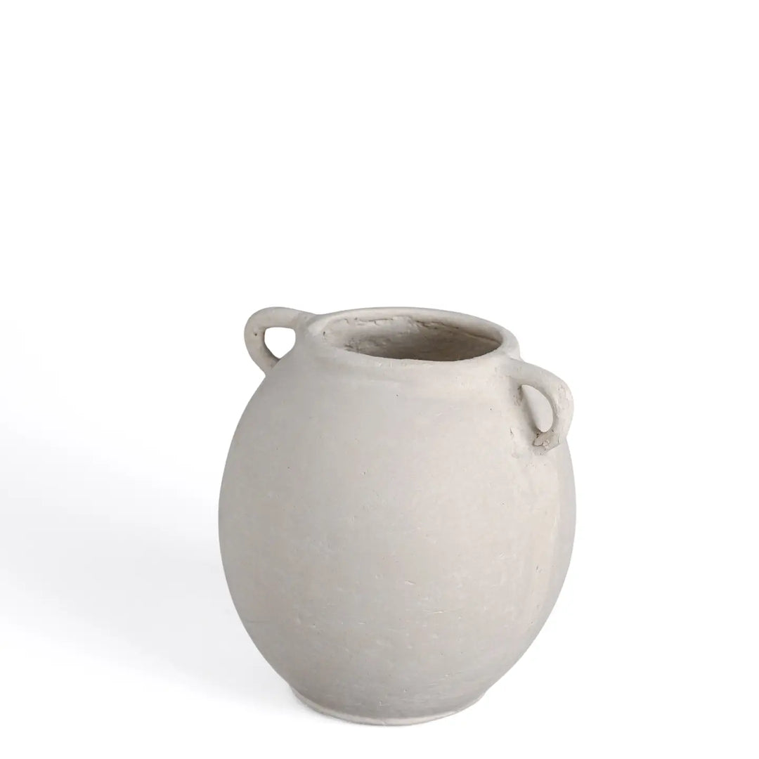 VASE PAPER MACHE NATURAL WHITE DIA 6.5''