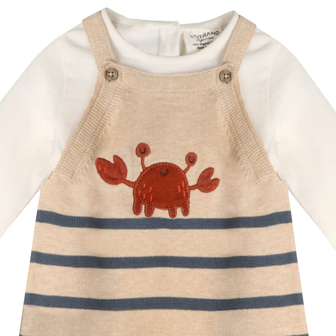ROMPER SET CRAB EMBROIDERED KNIT