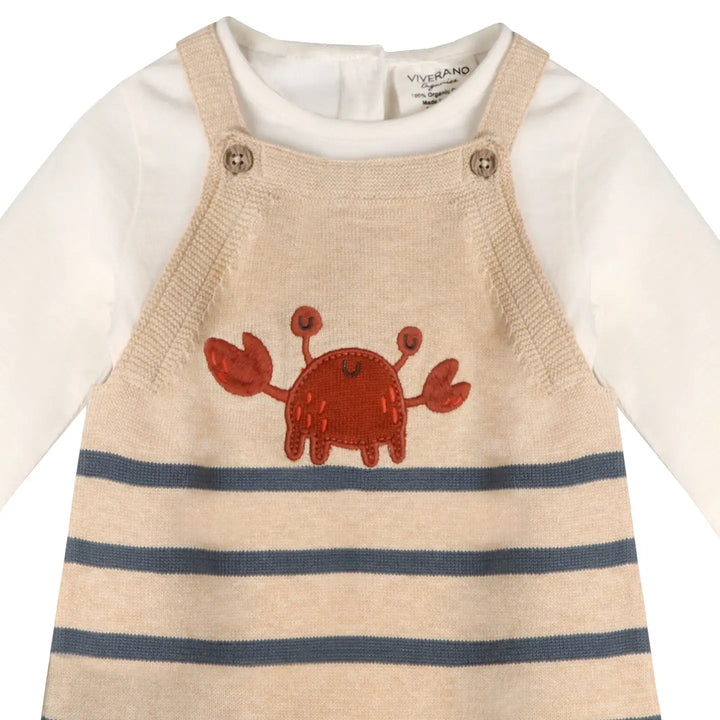ROMPER SET CRAB EMBROIDERED KNIT