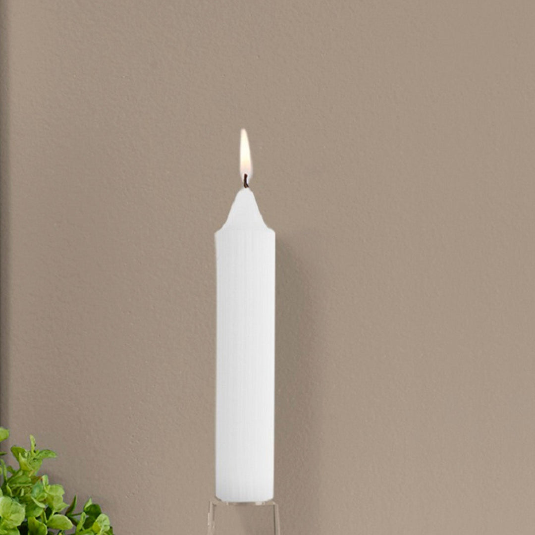7" TAPER CANDLE RIBBED WHITE