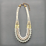 NECKLACE TRIPLE STRAND WHITE STONE