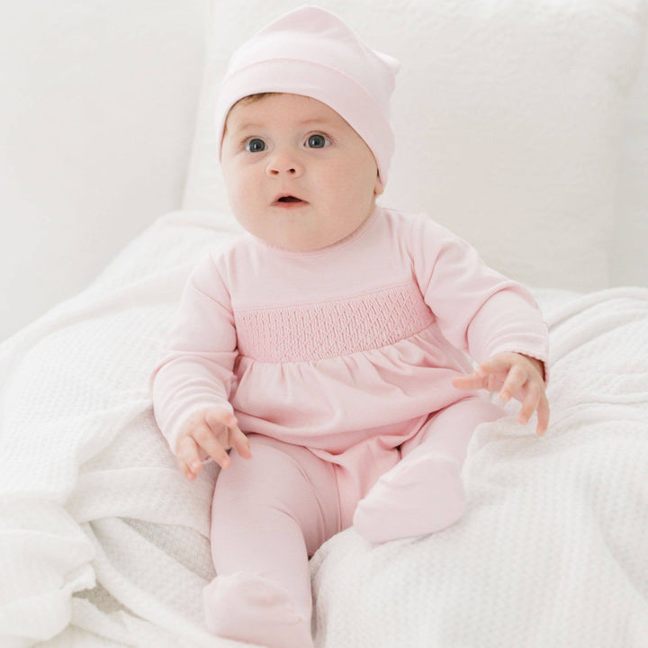 FOOTIE SMOCKED PINK