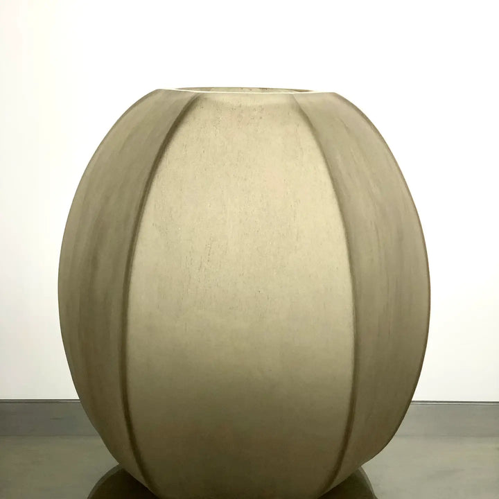 VASE STONE CUT BROWN 12.5"