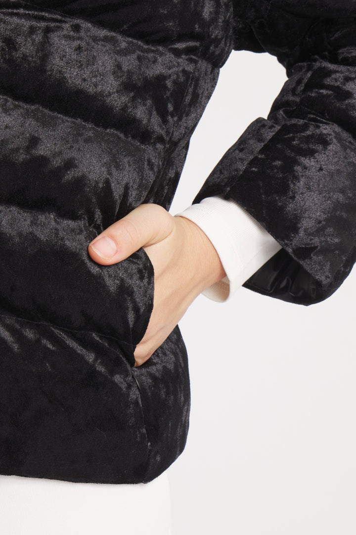 3/4 SLEEVE JACKET VELOUR DOWN MIDNIGHT BLACK THE SOHO