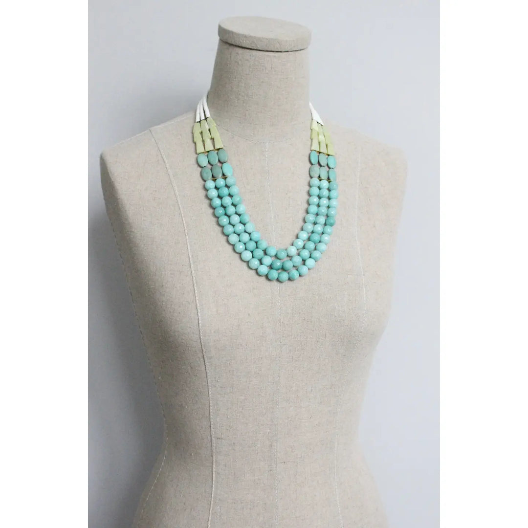 NECKLACE TRIPLE STRAND TURQUOISE AND AMAZONITE