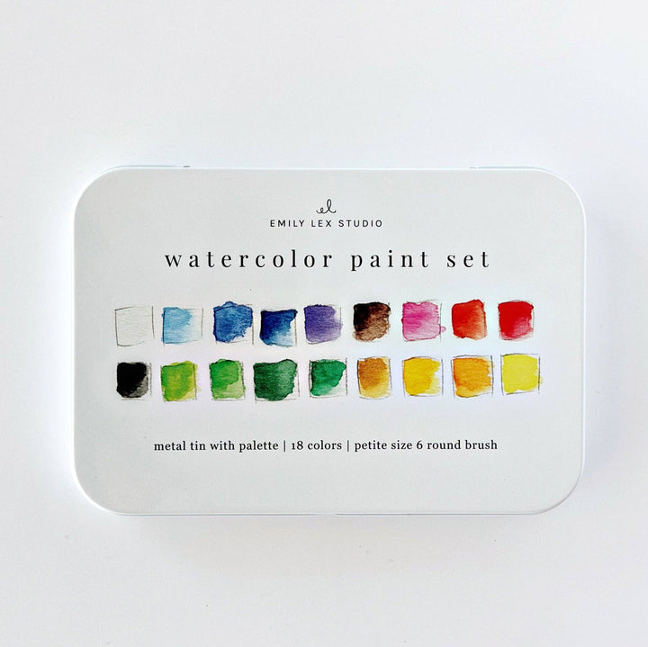WATERCOLOR PAINT SET 18 COLORS W/BRUSH