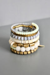 BRACELET GRAY WHITE & BRASS WRAP