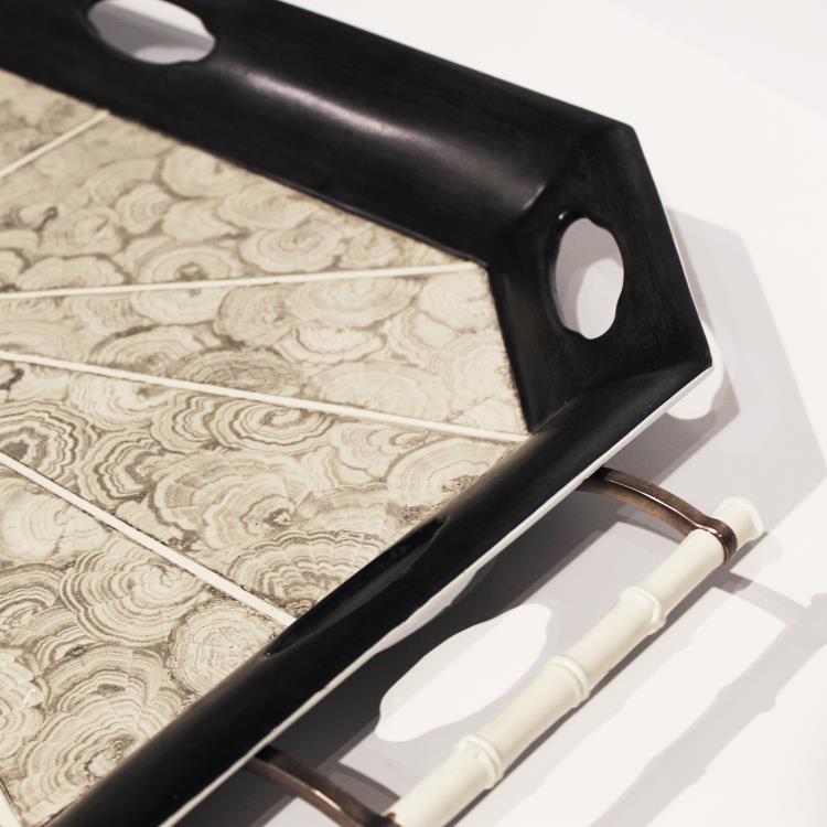 TRAY MALACHITE BLACK & WHITE