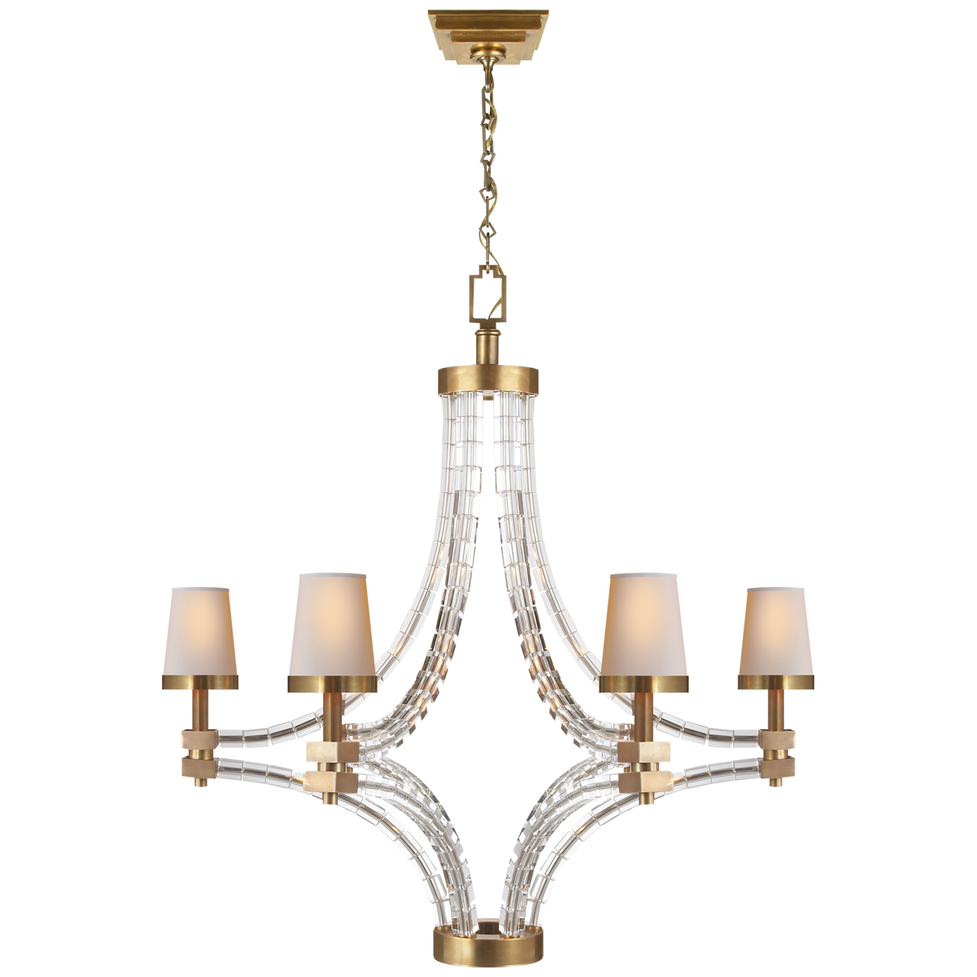 CHANDELIER CRYSTAL CUBE ANTIQUE BRASS LARGE