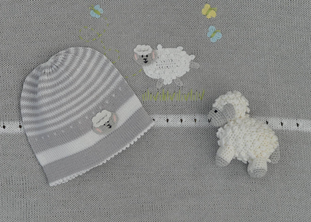 BABY BLANKET LAMB GREY