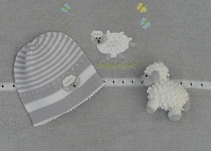 BABY BLANKET LAMB GREY