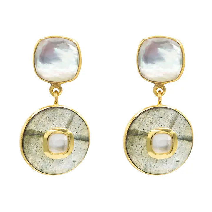 EARRINGS LABRADORITE WITH MOP