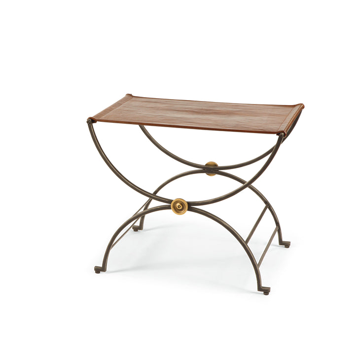 NILES BENCH WITH LEATHER SEAT