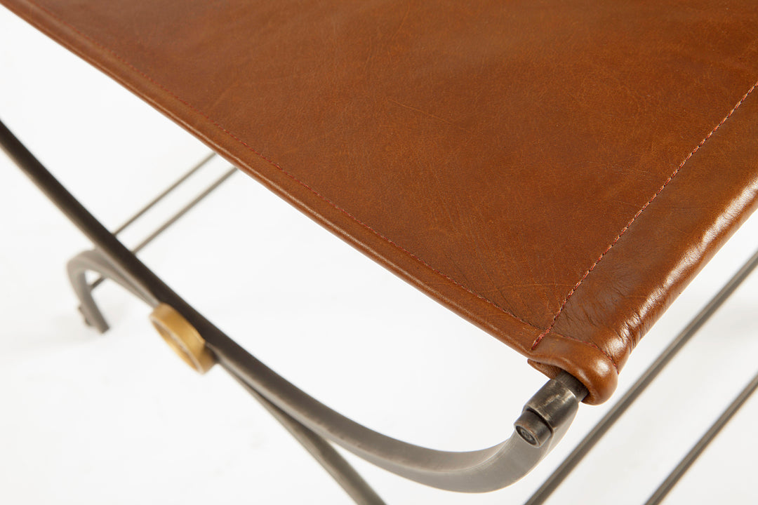 NILES BENCH WITH LEATHER SEAT