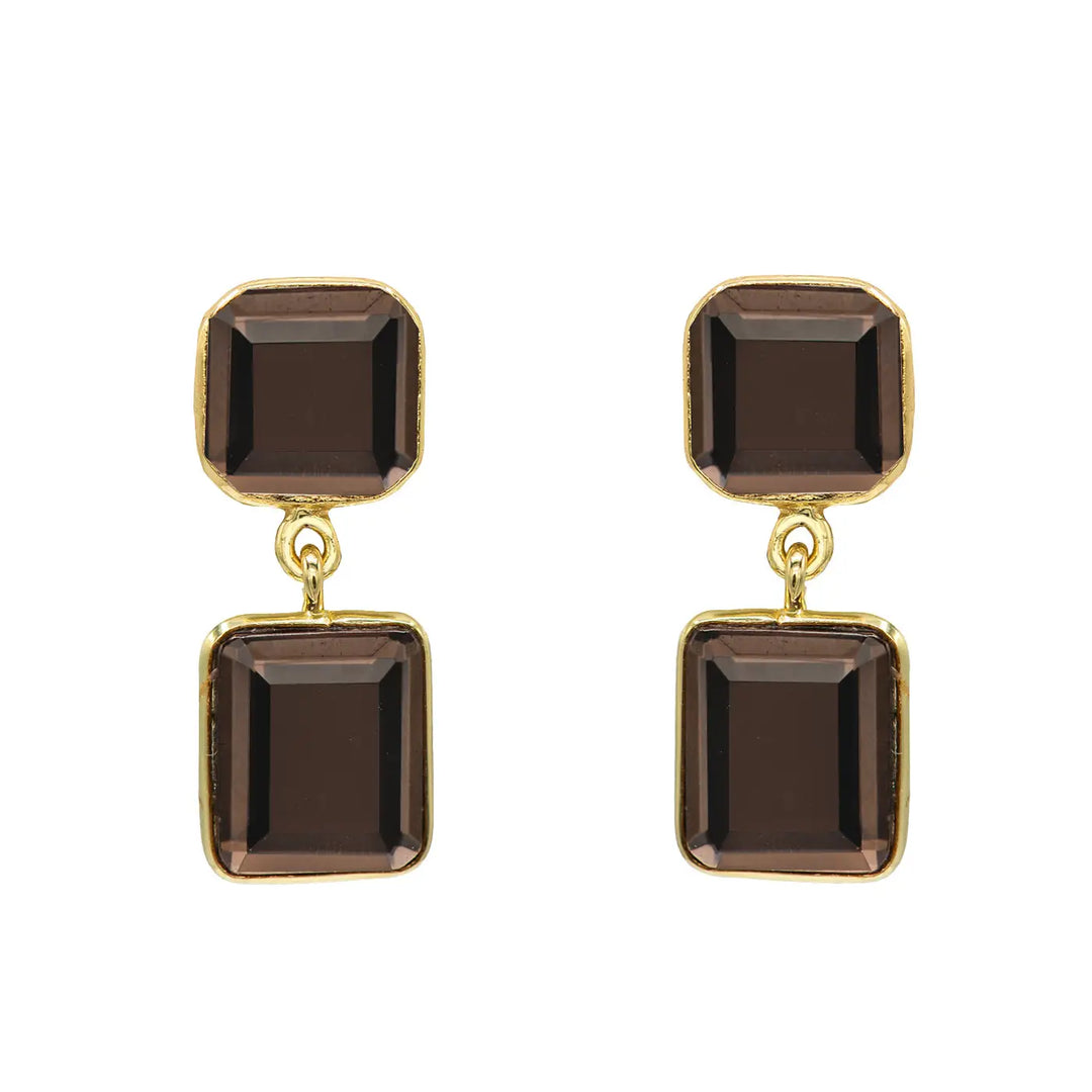 EARRINGS  TWO-TONE RECTANGULAR