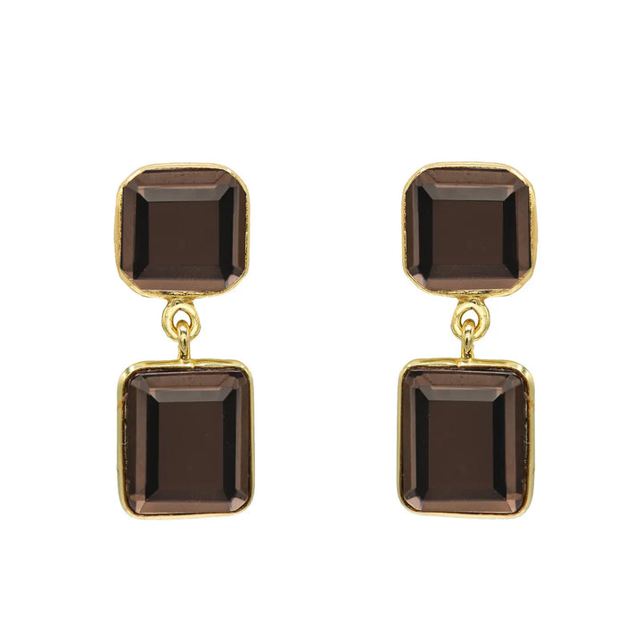 EARRINGS  TWO-TONE RECTANGULAR