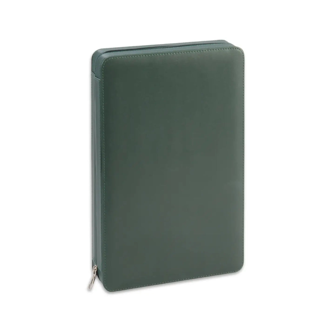 BACKGAMMON SET TRAVEL LEATHER GREEN