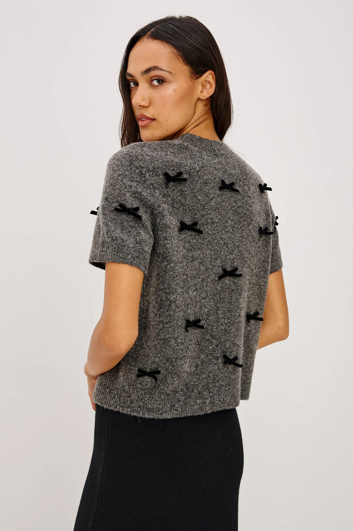 SWEATER MICHELE CHARCOAL VELVET BOWS