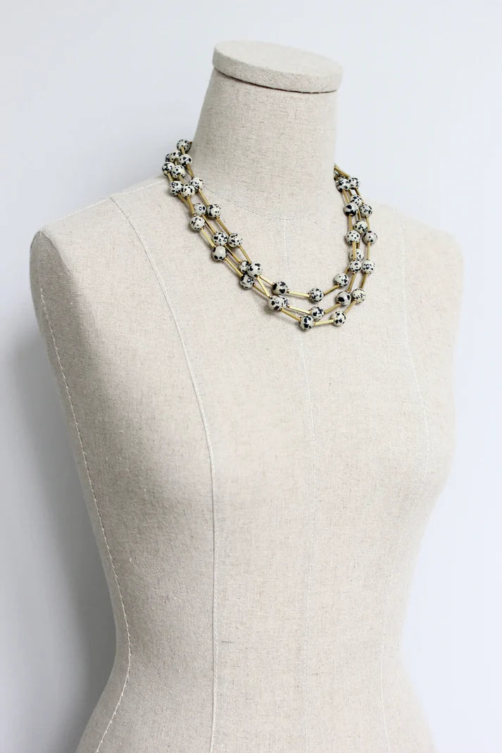 NECKLACE DALMATION JASPER & BRASS