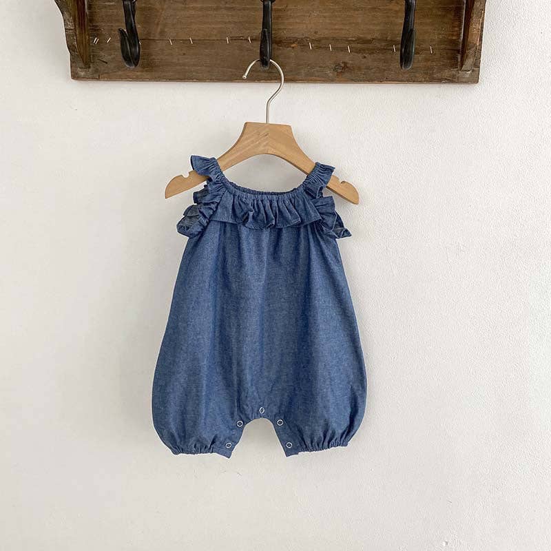 BODYSUIT DENIM SLEEVELESS RUFFLE