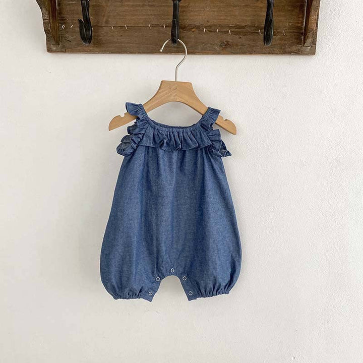 BODYSUIT DENIM SLEEVELESS RUFFLE