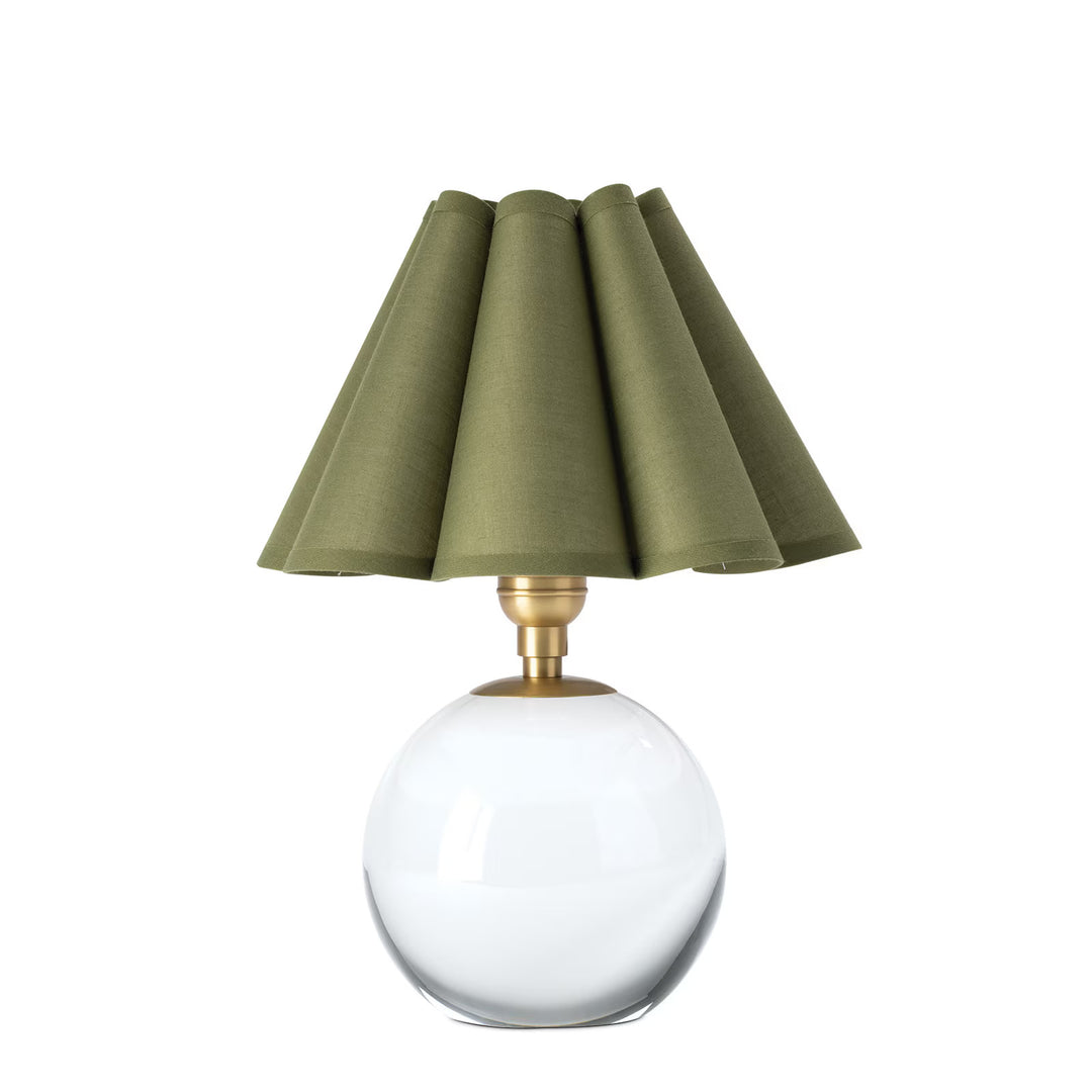TABLE LAMP CRYSTAL GREEN SCALLOPED SHADE MINI