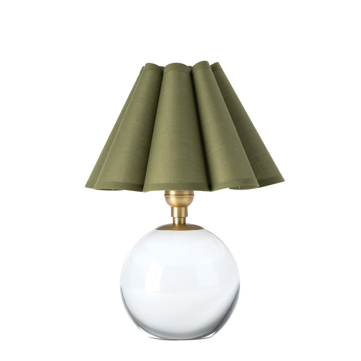 TABLE LAMP CRYSTAL GREEN SCALLOPED SHADE MINI