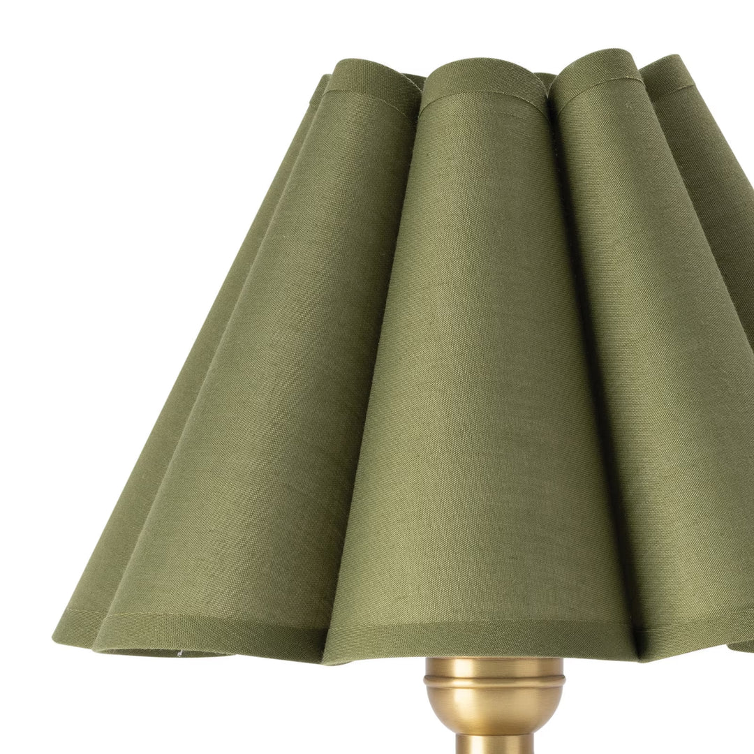 TABLE LAMP CRYSTAL GREEN SCALLOPED SHADE MINI