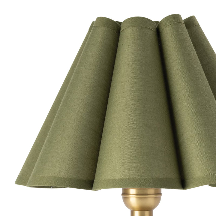 TABLE LAMP CRYSTAL GREEN SCALLOPED SHADE MINI