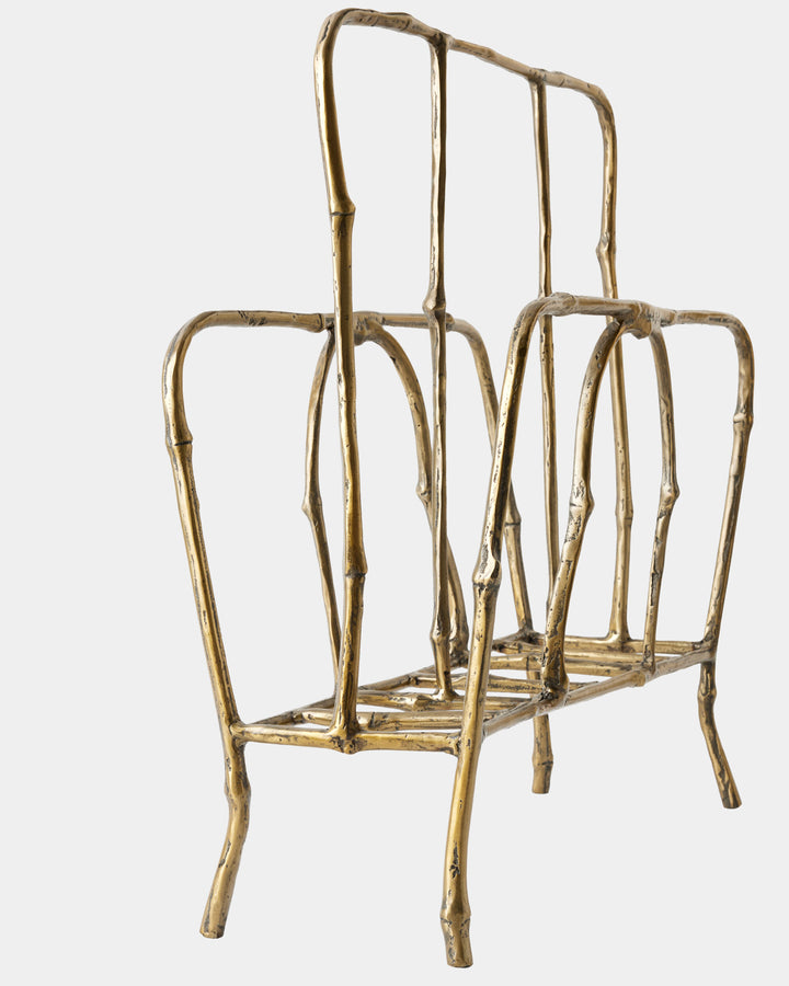 MAGAZINE RACK BAMBOO GOLD LEAF