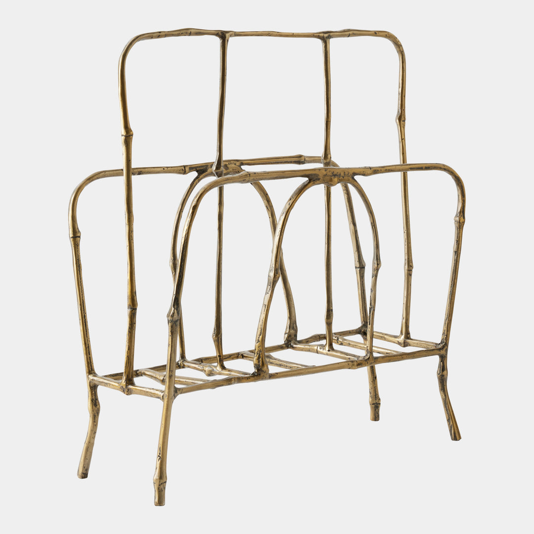 MAGAZINE RACK BAMBOO GOLD LEAF
