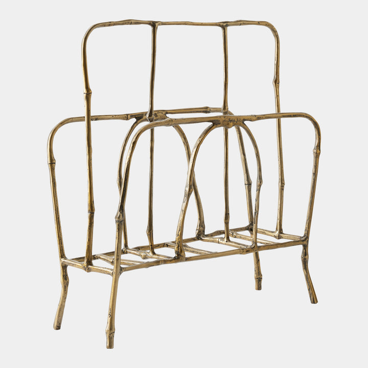 MAGAZINE RACK BAMBOO GOLD LEAF