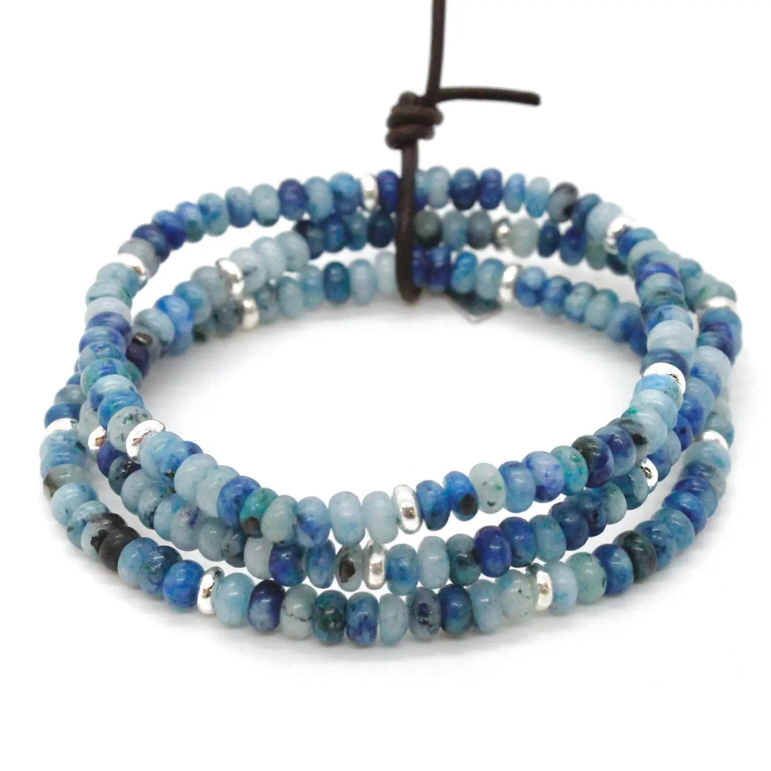 BRACELET BLUE LINE JASPER + SILVER