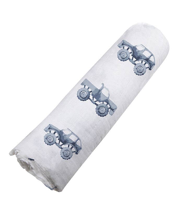 SWADDLE INDIGO MONSTER TRUCKS COTTON