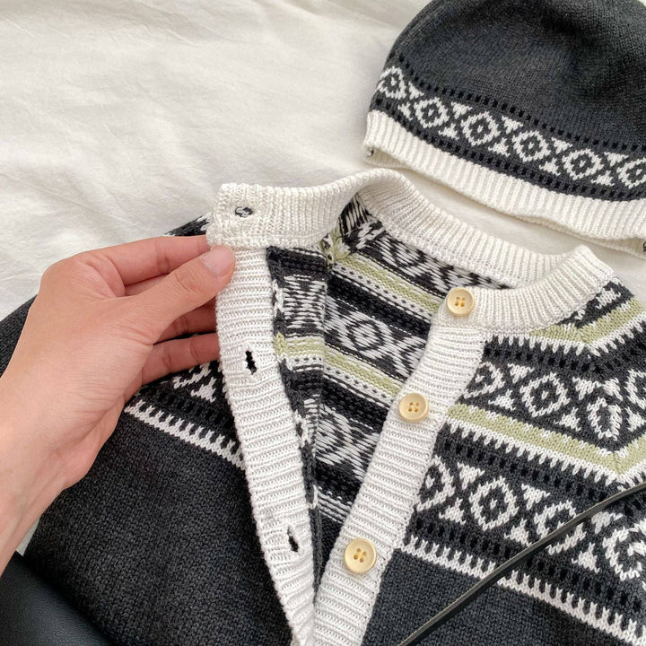 ROMPER GEOMETRIC PATTERN GREY NO HAT