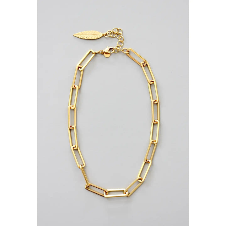 NECKLACE PAPERCLIP CHAIN MATTE GOLD 15"