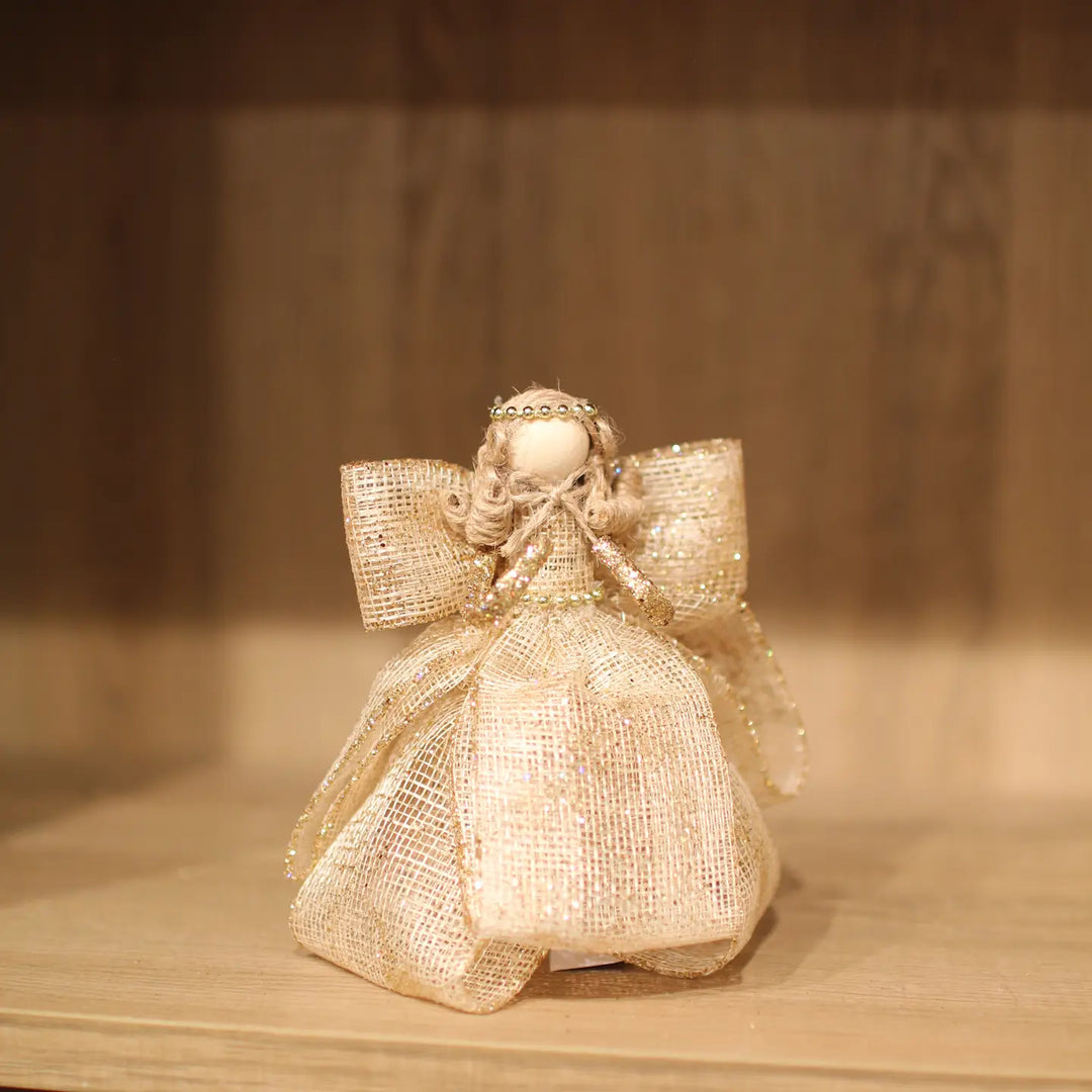 4.25"ORNAMENT ANGEL SINAMAY RIBBON GLITTERED