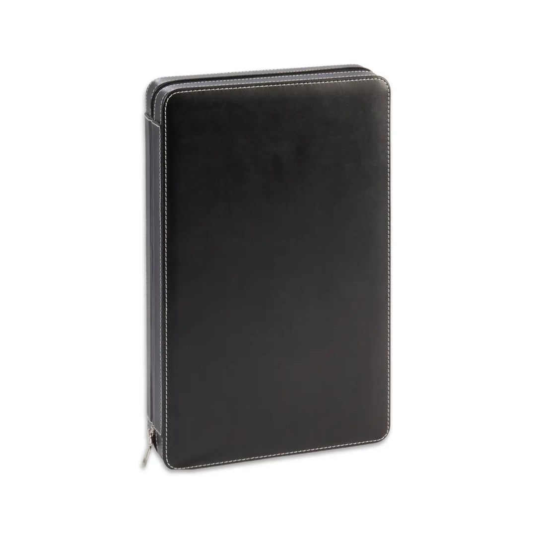 BACKGAMMON SET TRAVEL LEATHER BLACK