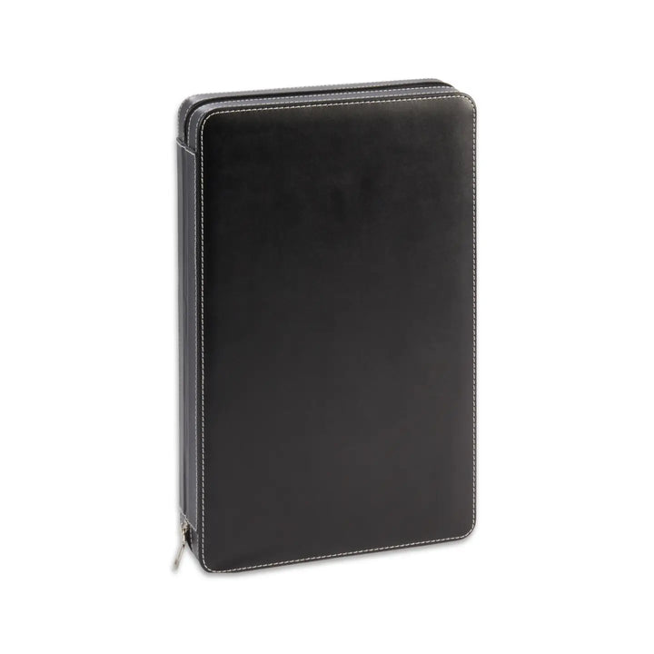 BACKGAMMON SET TRAVEL LEATHER BLACK