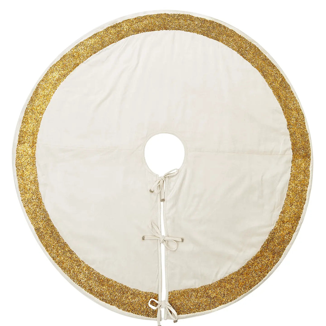 TREE SKIRT CHRISTMAS IVORY VELVET