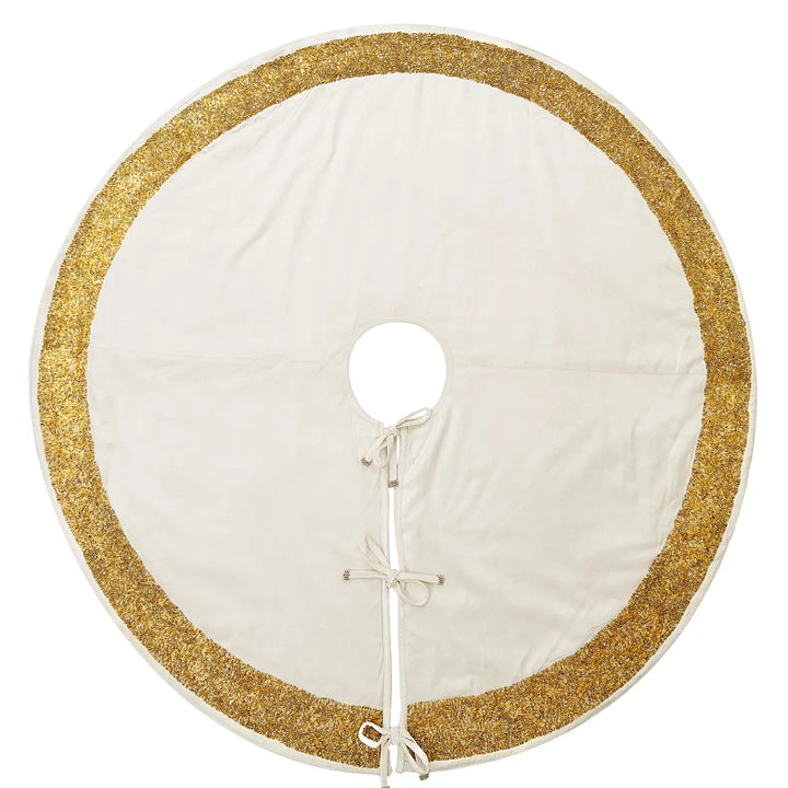 TREE SKIRT CHRISTMAS IVORY VELVET